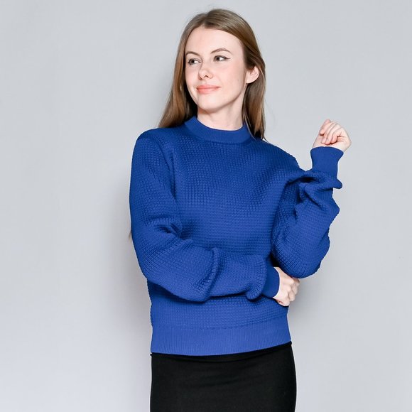 631. PRADA Waffle Knit Blue Sweater Sz 48 - Picture 7 of 7